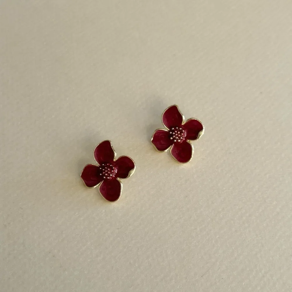 Red flower Earrings N1793